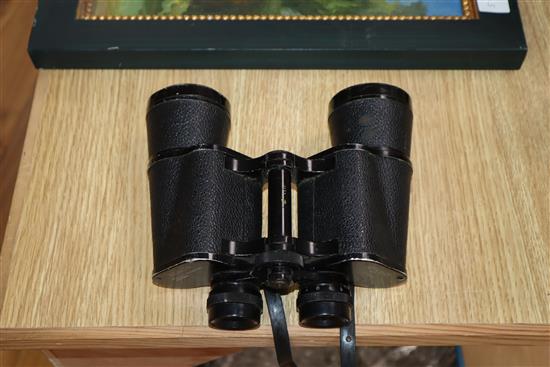 A quantity of mixed collectables including miniature items, binoculars, flat iron, etc.